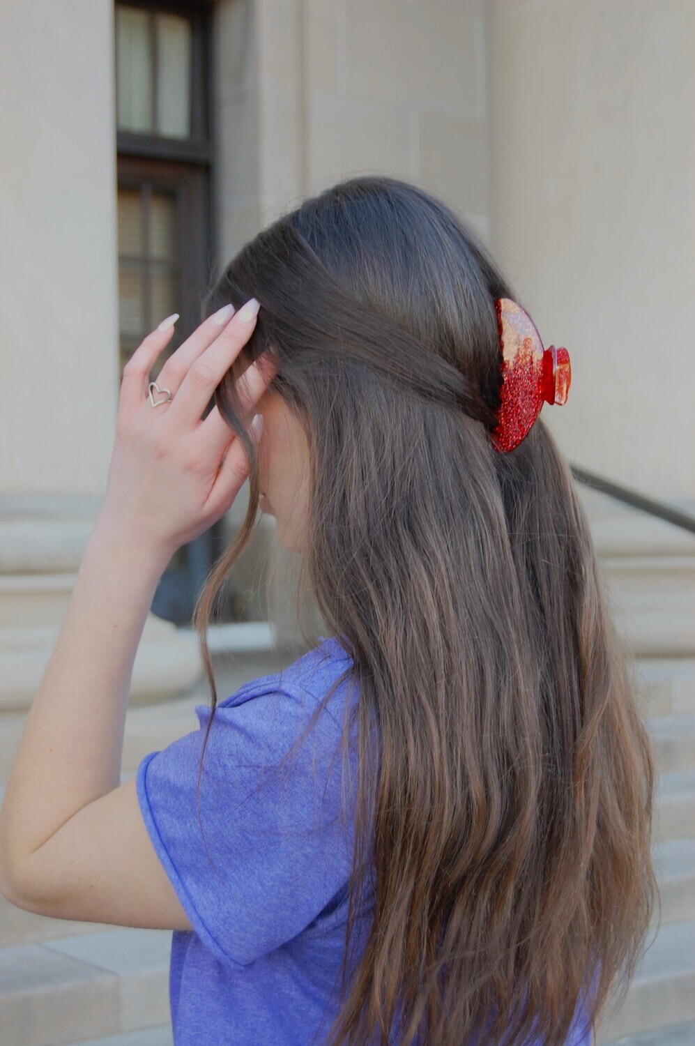 Red Sparkly Claw Clip
