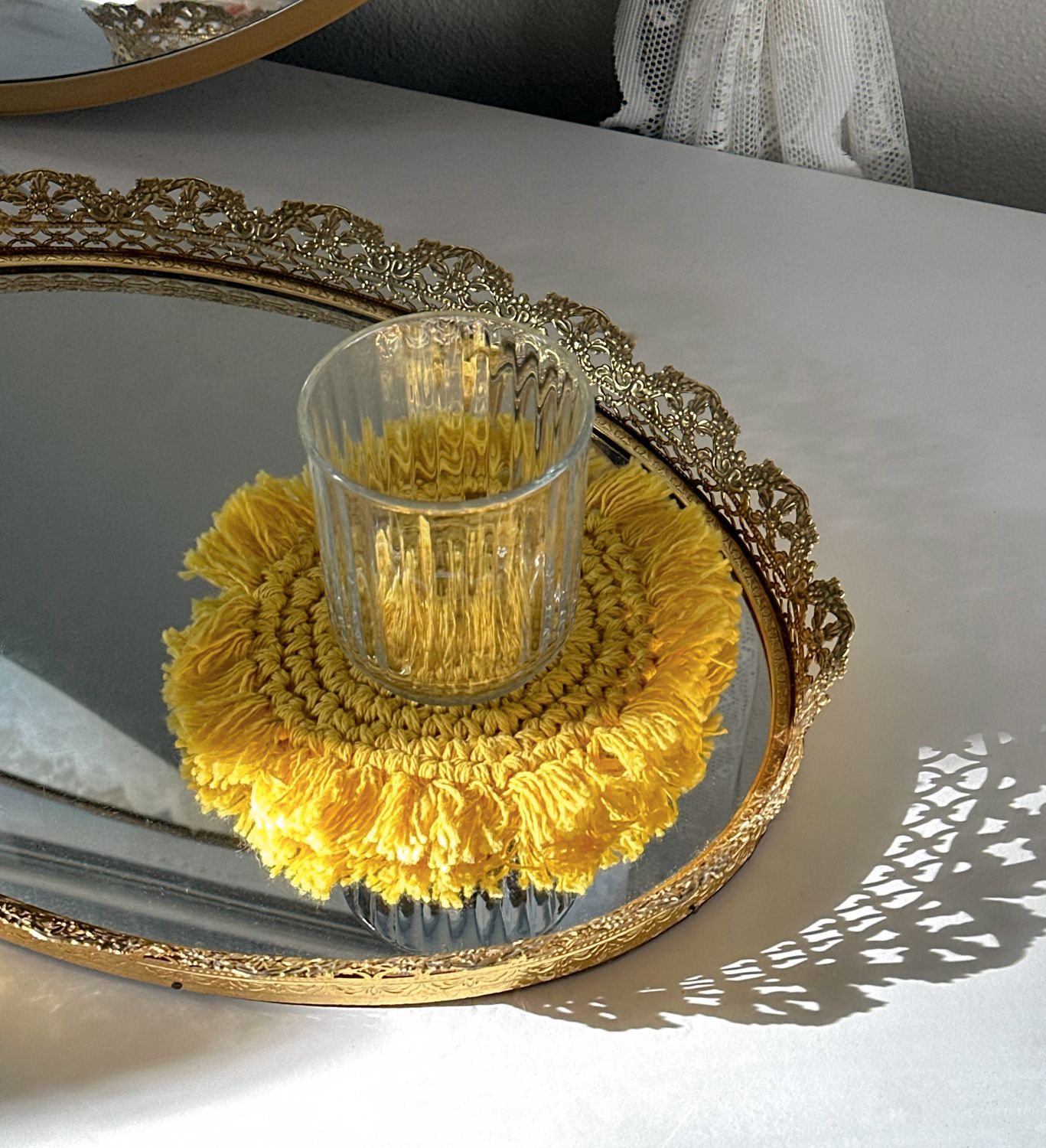 Yellow Macrame Coaster Yellow Macrame Coaster
