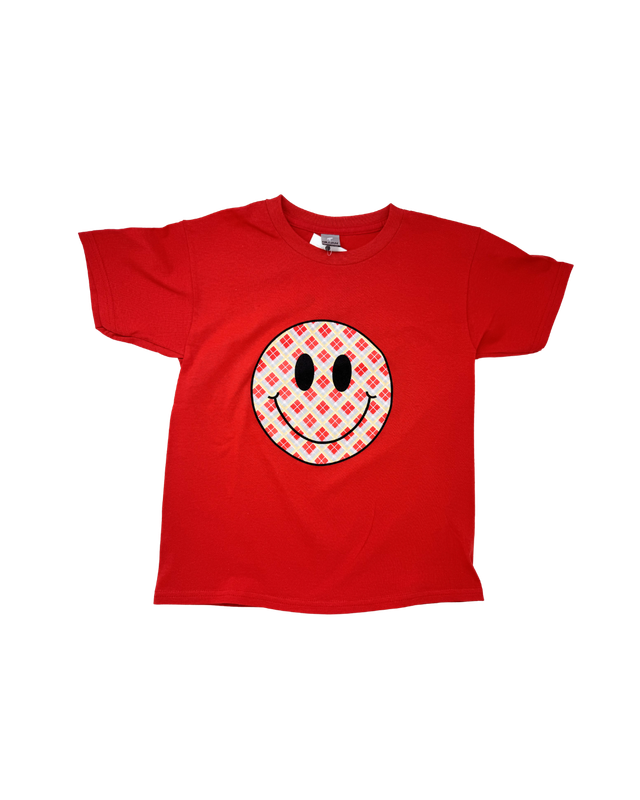 Tartan Smiley Youth T-Shirt, Medium