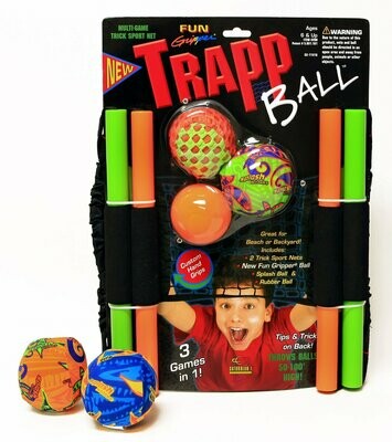 Fun Gripper Trapp Ball Net Toss and Catch Fun Game 3 - Games in One! 2 - Trick Sport nets and 3 - Assorted Balls : Bonus (2) Extra Water Balls Included