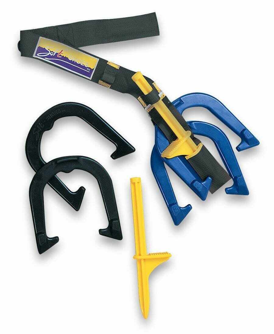 Fun Gripper® Horseshoes (Portable) w - 3 Foot Carry Strap 4 - Numbered Rubber Horseshoes and 2 - Step - in -Pegs by: Saturnian I Tail Gate,Parks,Picnics,Back Yard