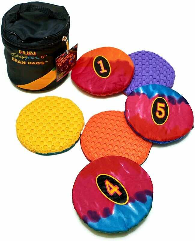 Fun Gripper® 6" Round Numbered 1-6 Bean Bags w/Carry Case Assorted Colors by: Saturnian I