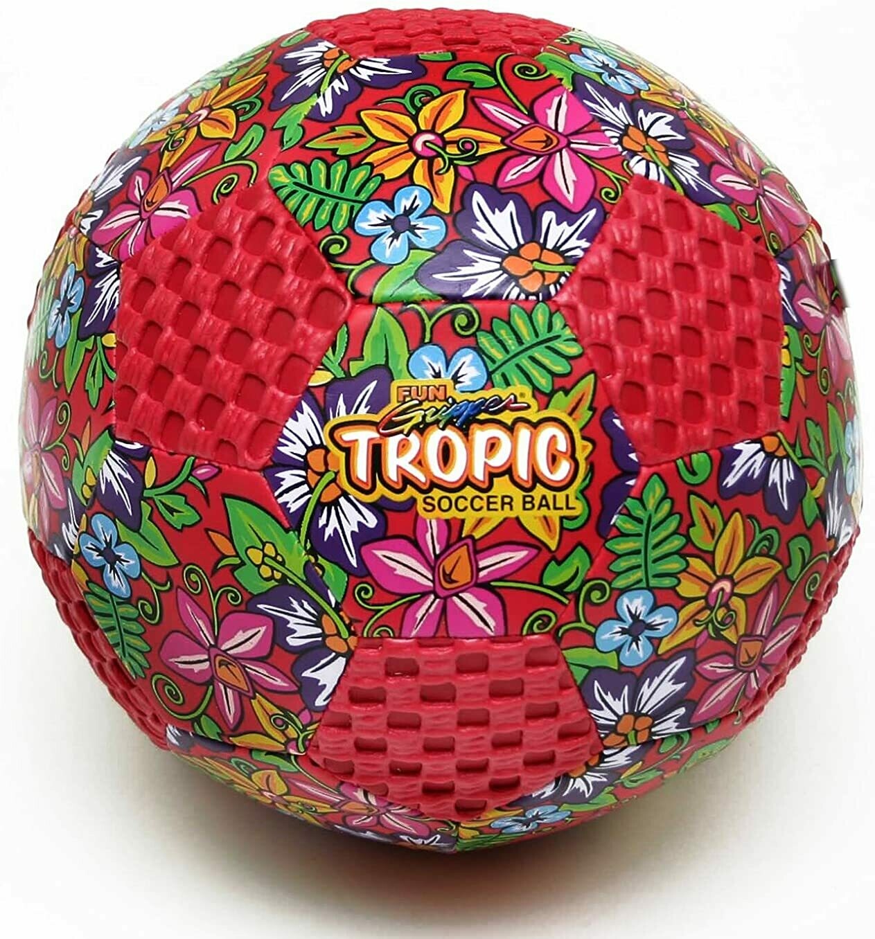Fun Gripper® 8" Tropic Design Soccer Ball Size (4) by: Saturnian I, Color: Red