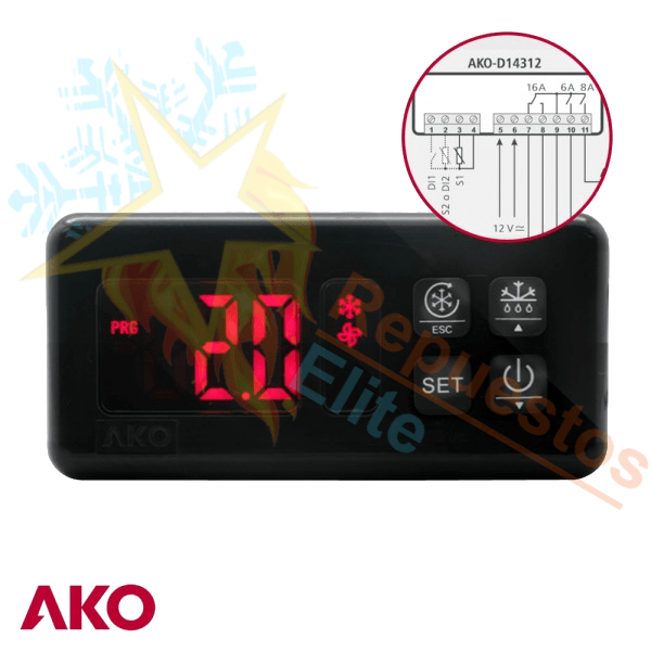 TERMOSTATO DIGITAL PANEL AKO D14312 DE 3 RELÉS A 12V