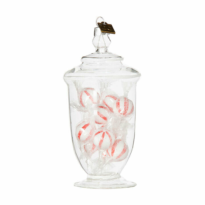 EC 5&quot; PEPPERMINT CANDY JAR ORNAMENT