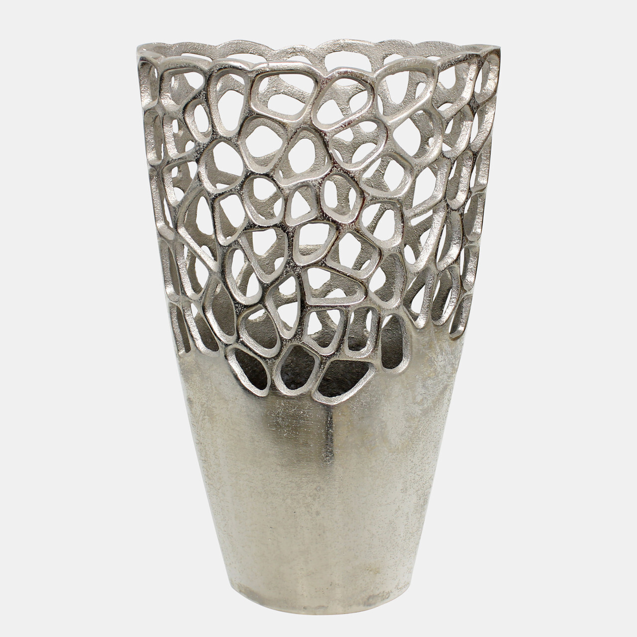 Metal 15&quot;H Cut-Out Vase, Silver