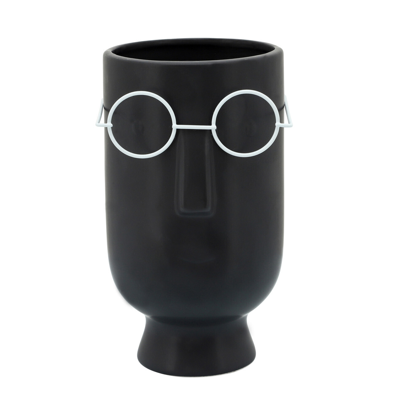 #15825-05
9&quot;H Face W/Glasses Vase, Black