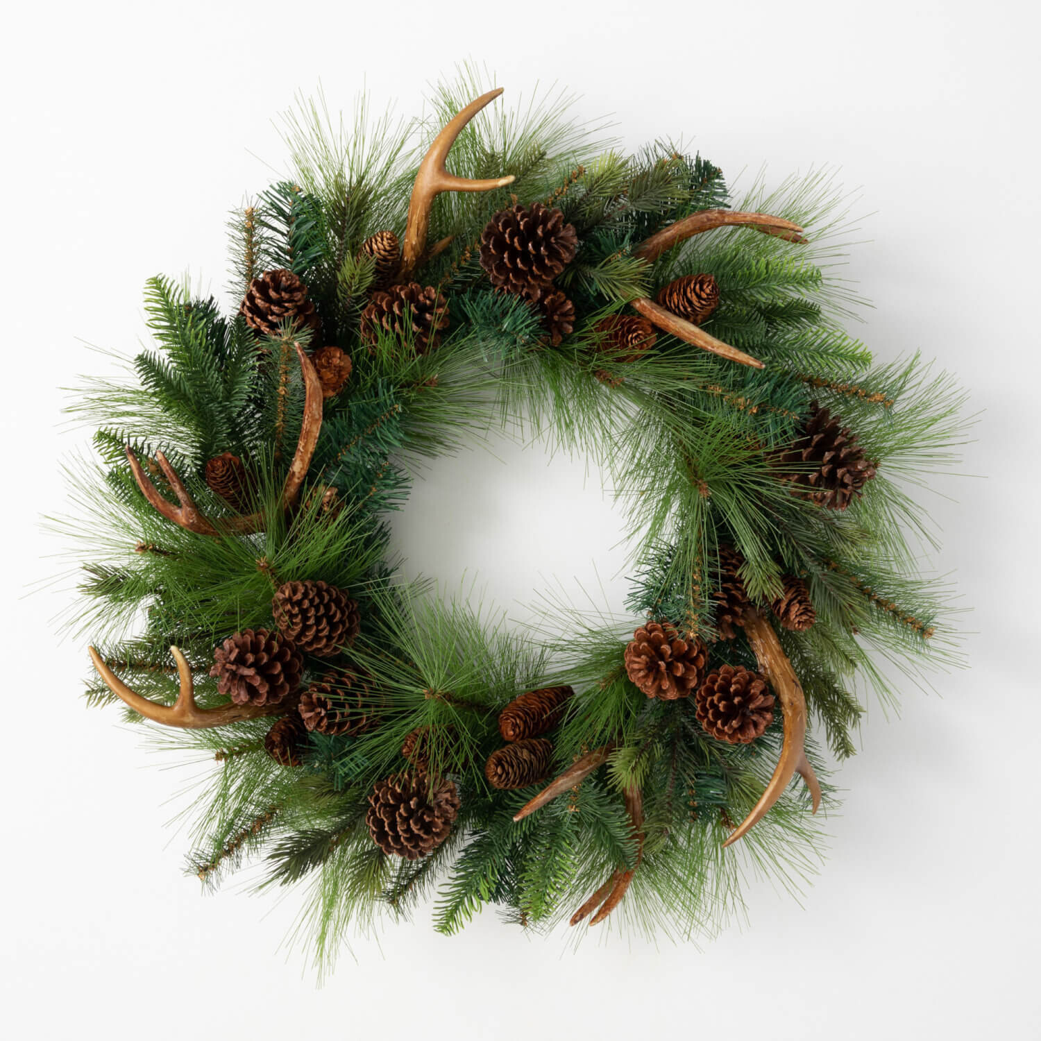 PINE CONE &amp; ANTLER WREATH
