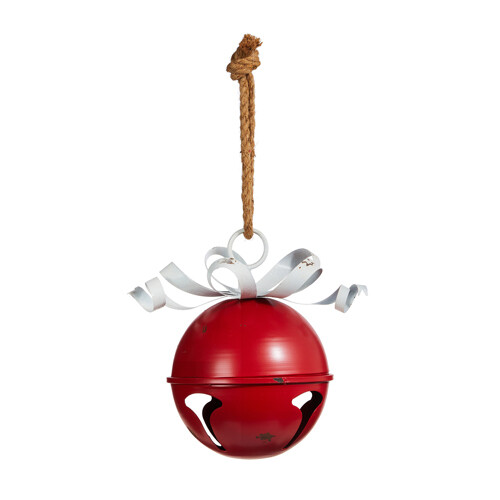13.75&quot; Red Distressed Jingle Bell Ornament