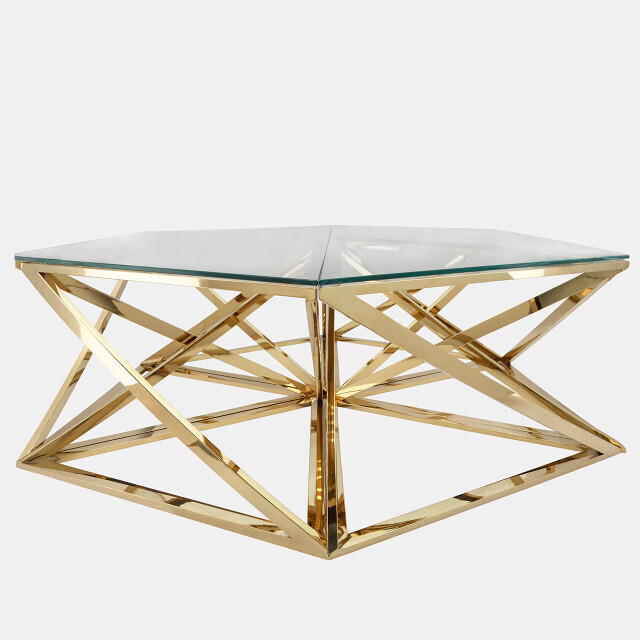 Metal Hexagon Coffee Table, Gold SB