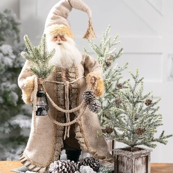 SANTA WITH LANTERN FIGURINE 32&quot;