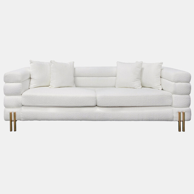 Stainless Steel, Bolstered 3-seater Sofa, White
