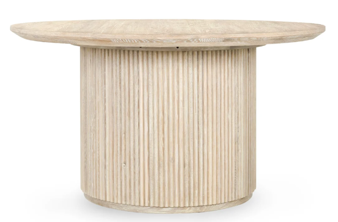 VANDER OAK WOOD 55&quot; ROUND DINING TABLE CREAM WASHED