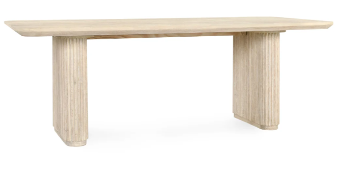 VANDER OAK WOOD 84&quot; DINING TABLE CREAM WASHED