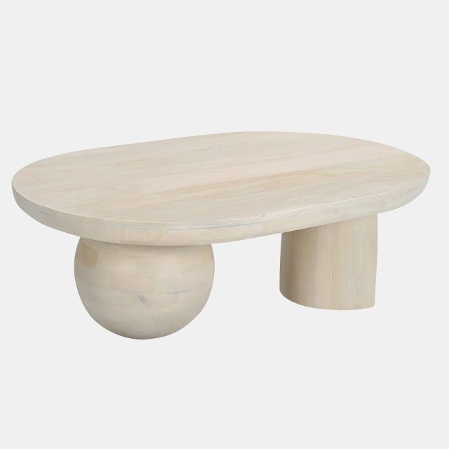 Wood 42&quot; Orb Coffee Table, Antique White