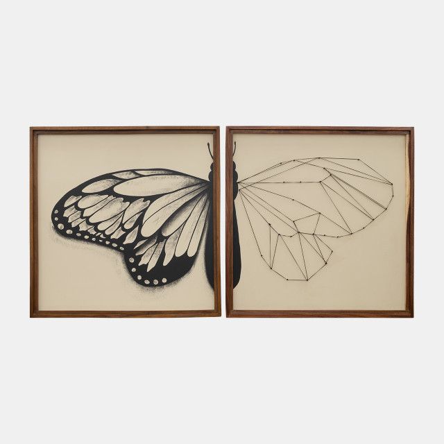 94x47, S/2 Hand Painted Butterfly In The Works, Bl