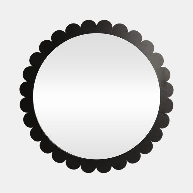 34&quot; Scallop Border Mirror, Black