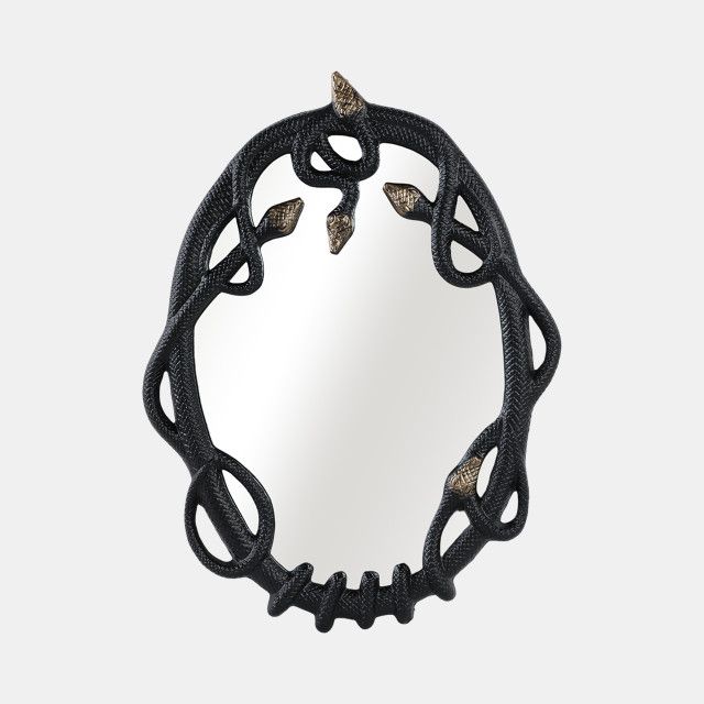 28x22&quot; Snake Mirror, Blk/gld