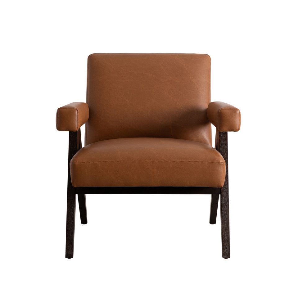 Faux Leather Scandinavian Chair, Brown
