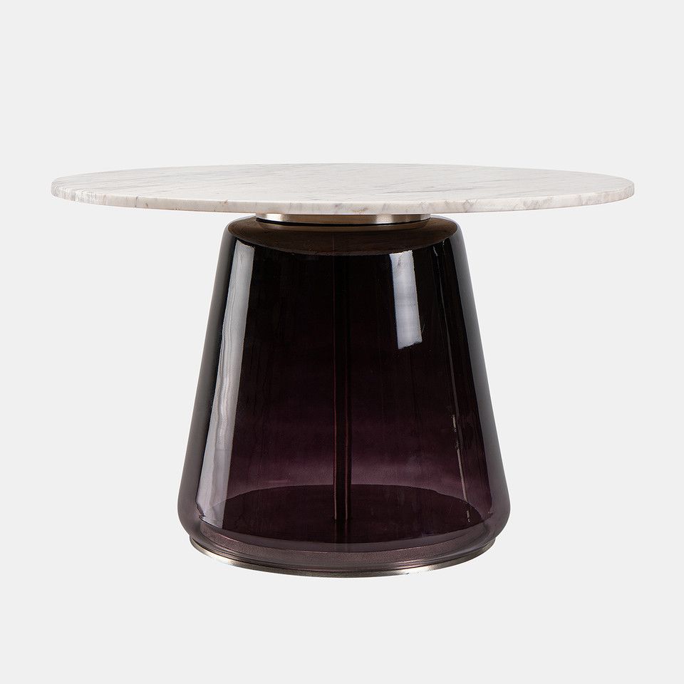 Marble Top, 19&quot;h Coffee Table Gls Base, Multi, 2bx