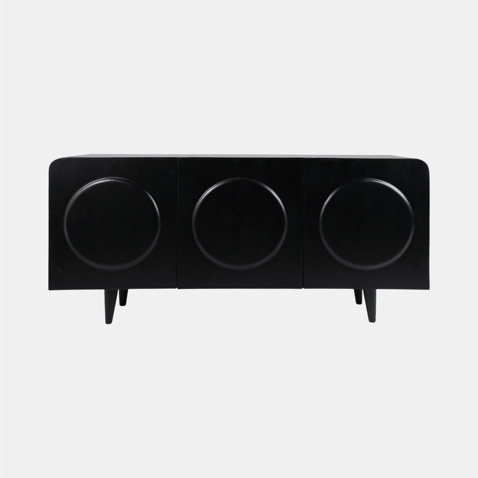 63x30&quot; Large Circles 3-door Cabinet, Black