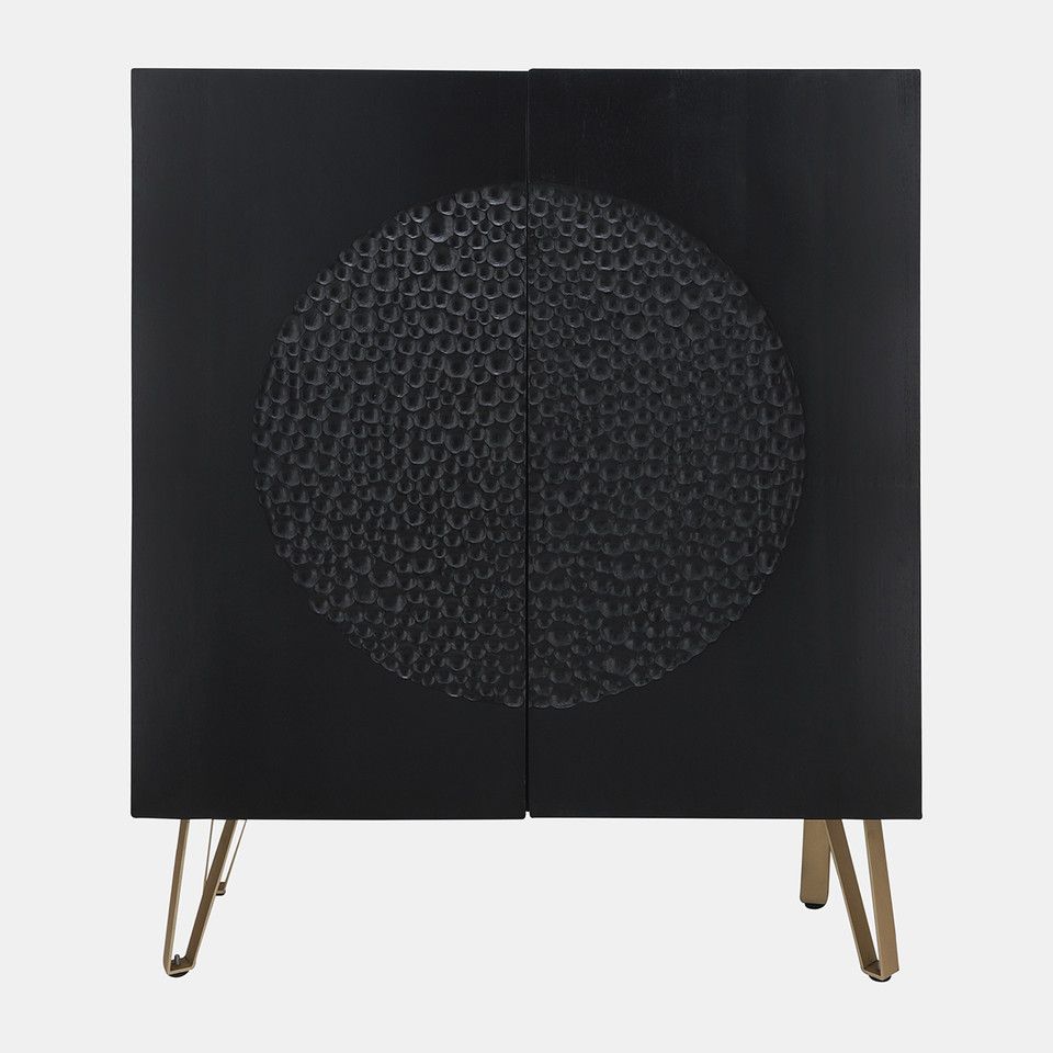 Wood 39x47&quot; Hammered Cabinet, Black