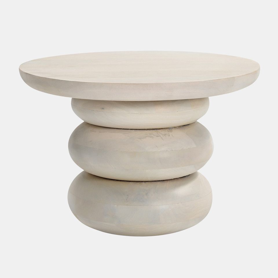 Wood, 19&quot; Bibendum Accent Table, Antique White