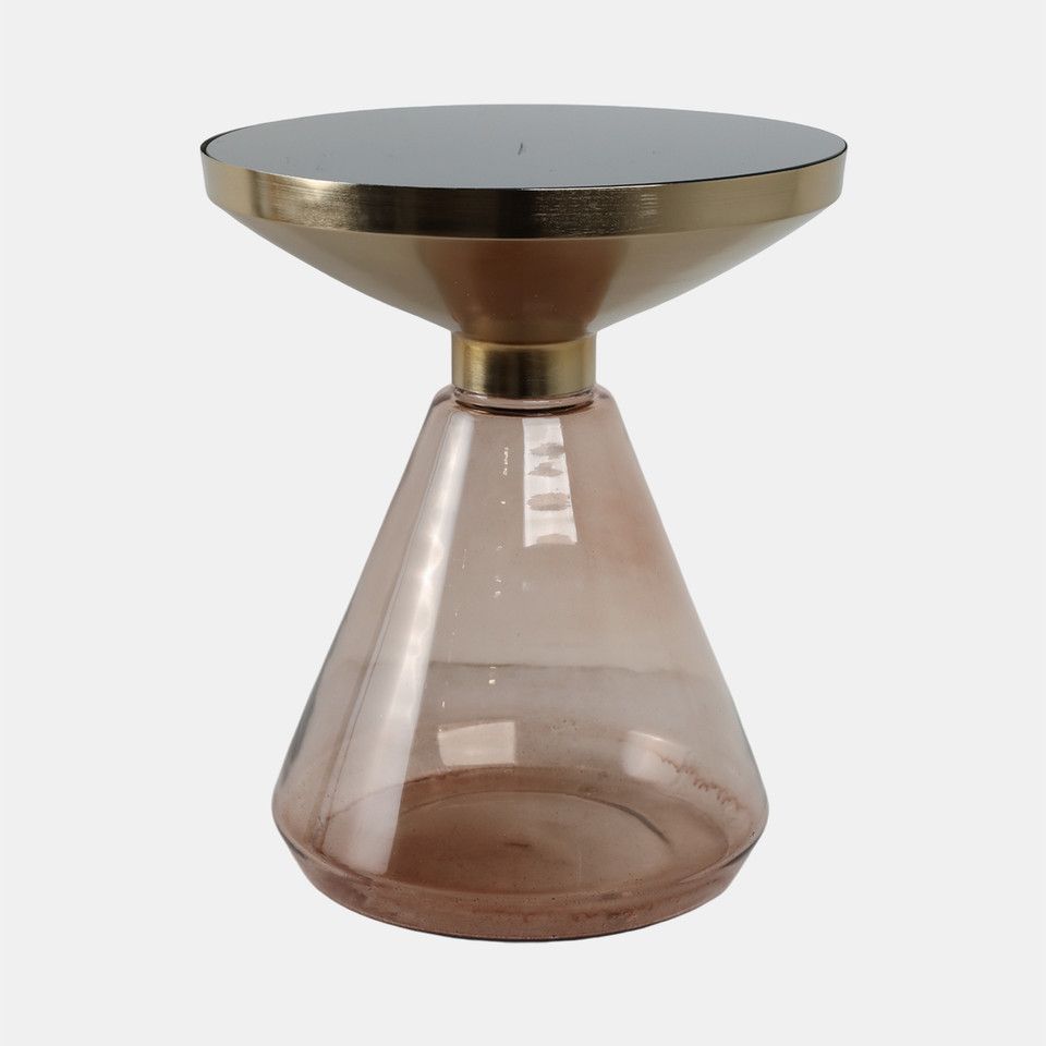 Metal/glass, 16&quot;dx19&quot;h Hourglass Side Table, Gold