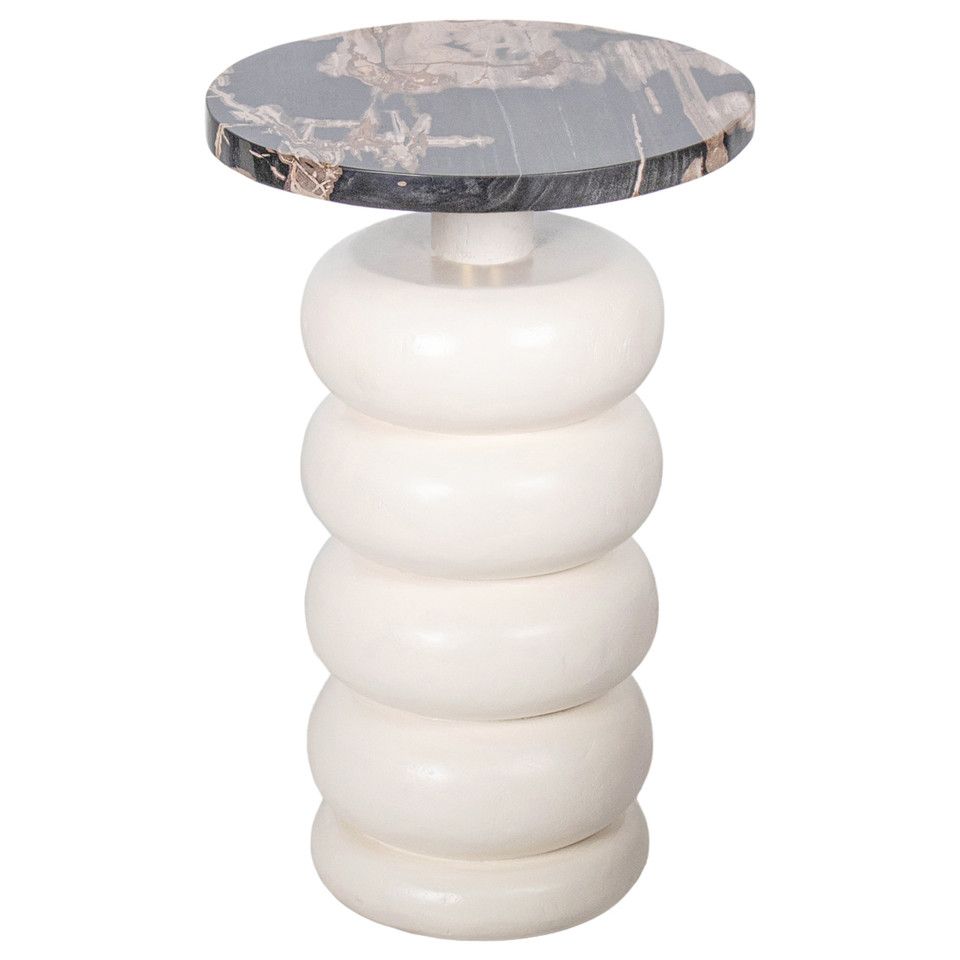 22&quot; Stacked Ring Accent Table Petrified Wood Top