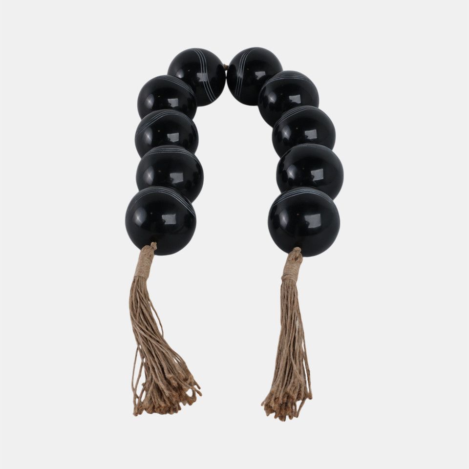 49x3&quot; Carved Bead Garland, Black