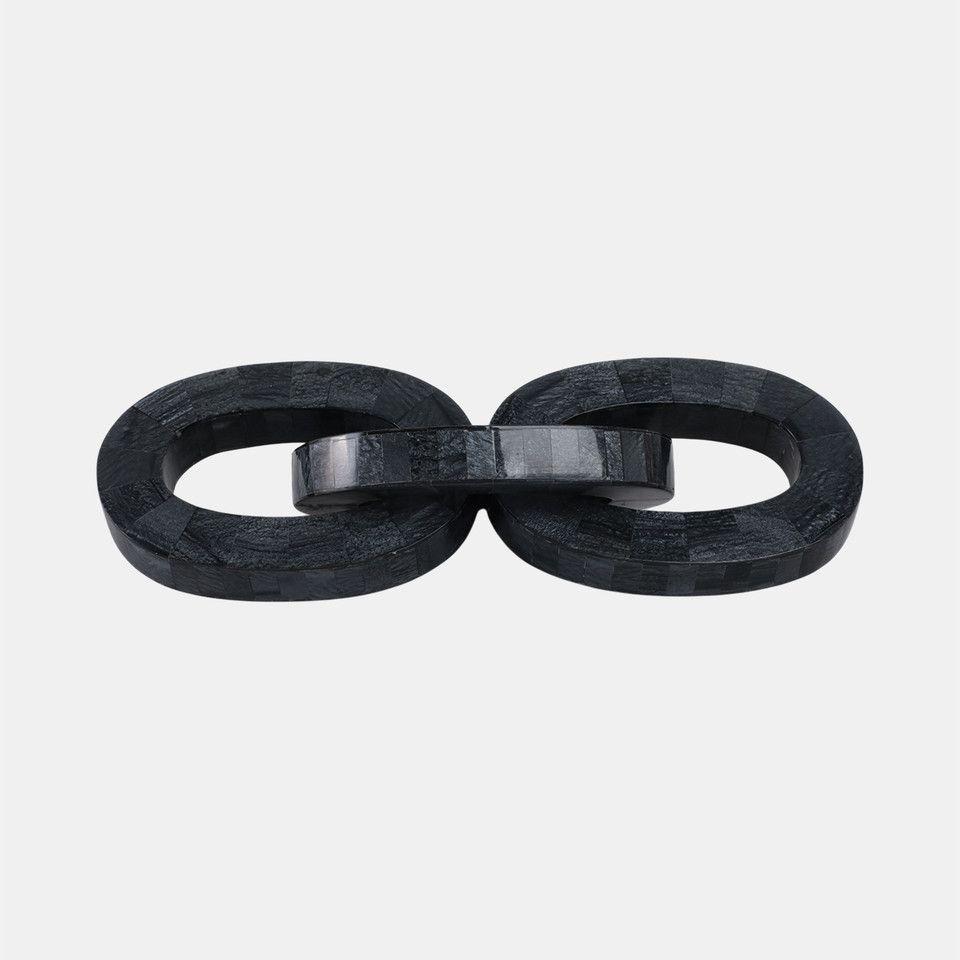 15x5&quot; 3-link Marbled Resin Chain, Black/white