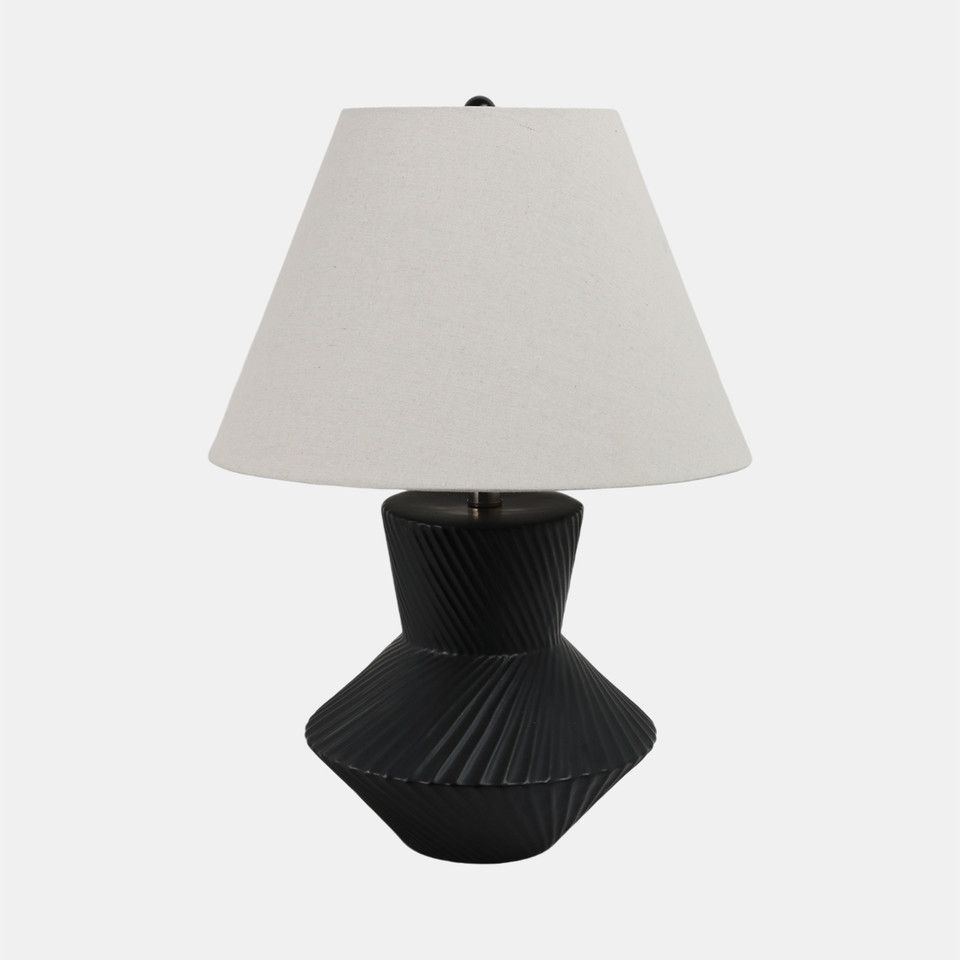 23&quot; Ribbed Totem Table Lamp, Black/white