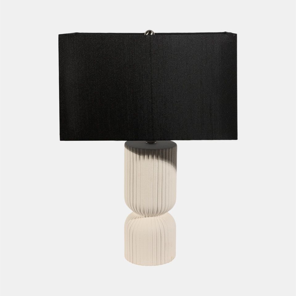 22&quot; Fluted Cylinder Table Lamp, White/black