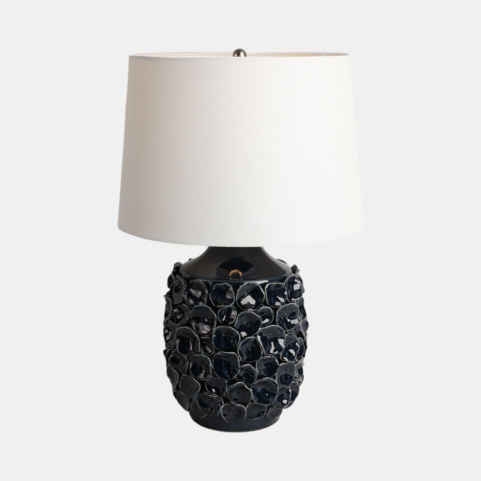 25&quot; Coastal Discs Table Lamp, Navy Blue