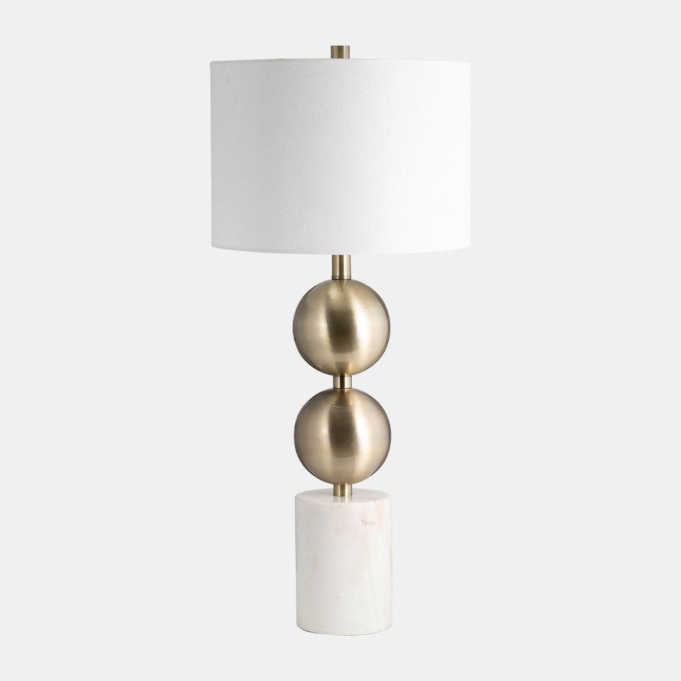 Marble, 30&quot; Stacking Orbs Table Lamp, Gold/white