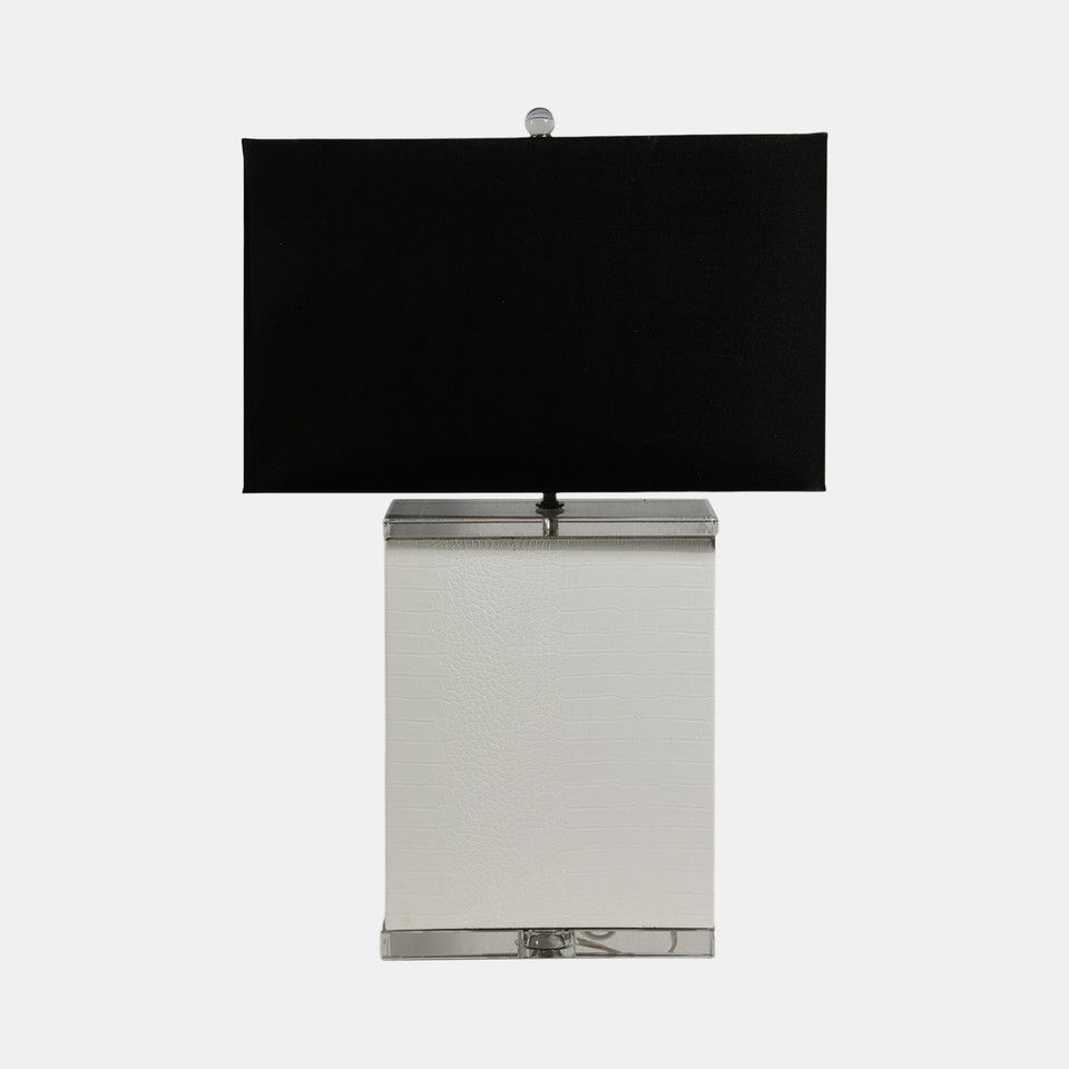 Crystal 29&quot; Table Lamp, White/black