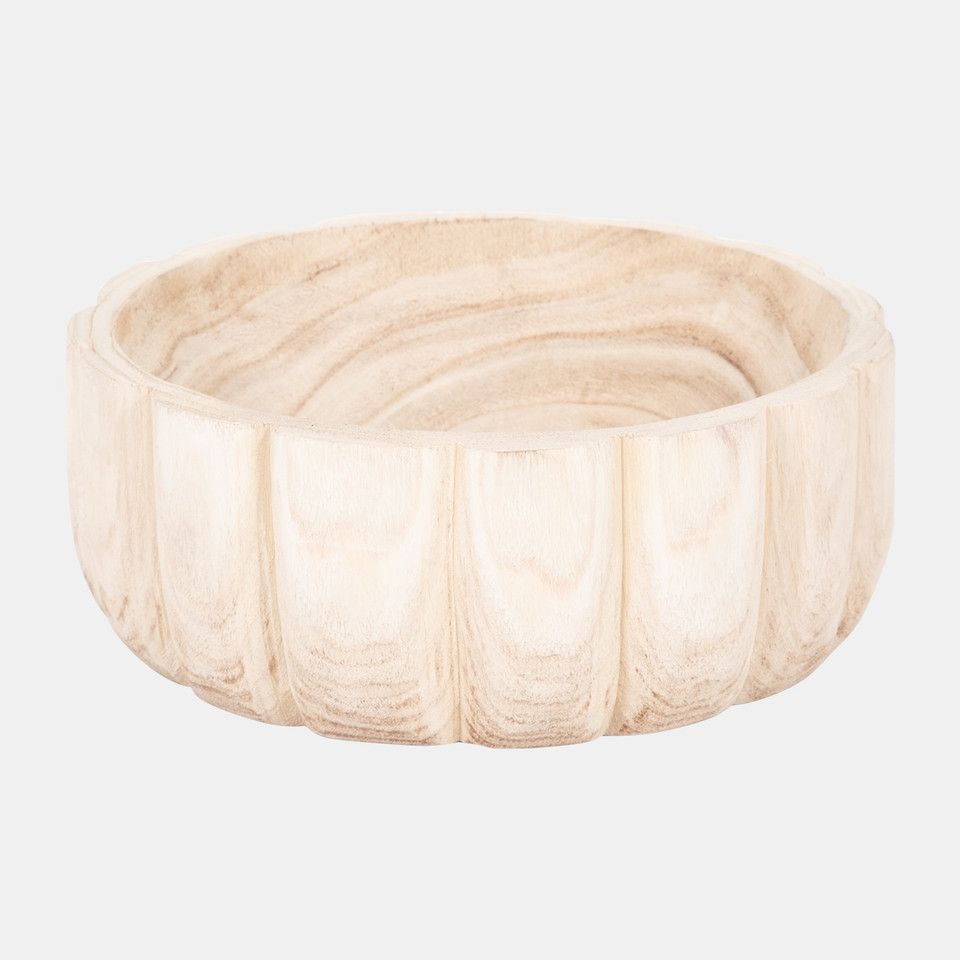Wood, 9&quot; Scalloped Bowl, Natural
