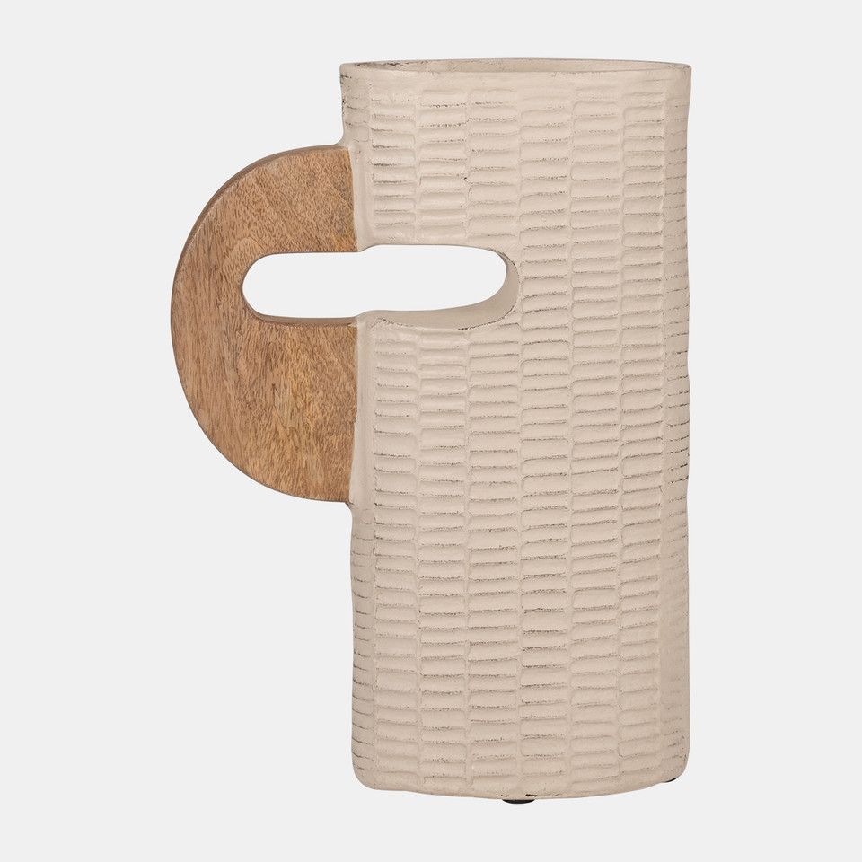 Ecomix, 17&quot; Vase With Handle, Ivory