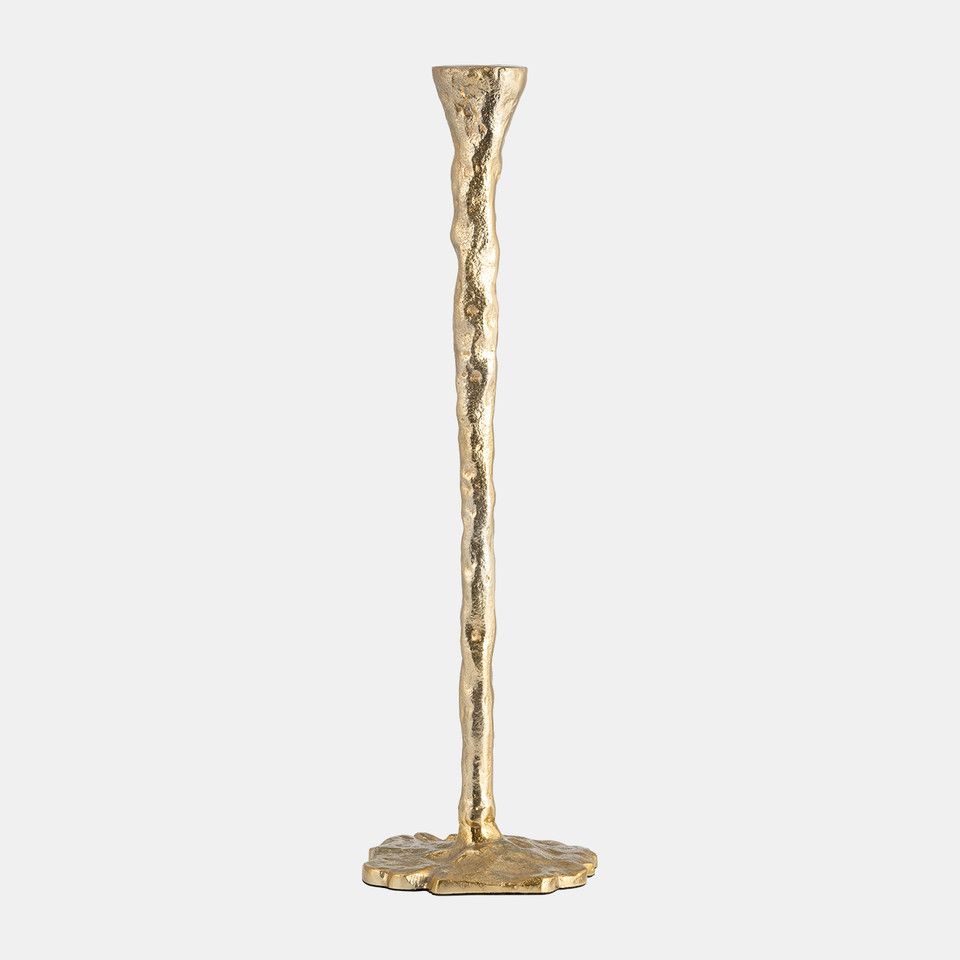 Metal, 11&quot; Forged Taper Candleholder, Gold