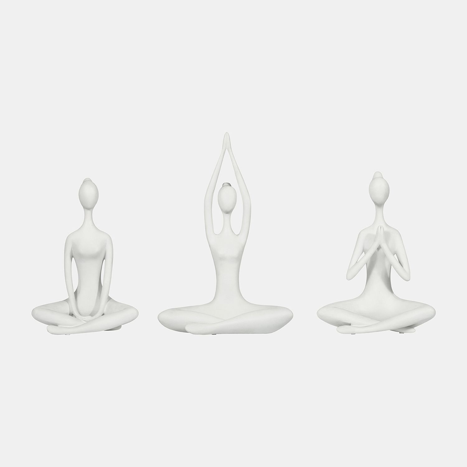 Resin, S/3 10&quot;h Yoga Ladies, Wht