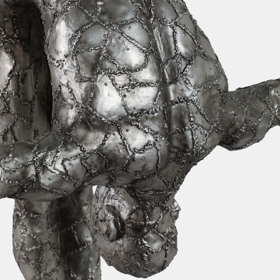 Resin, 24&quot;h Bowing Human, Gunmetal