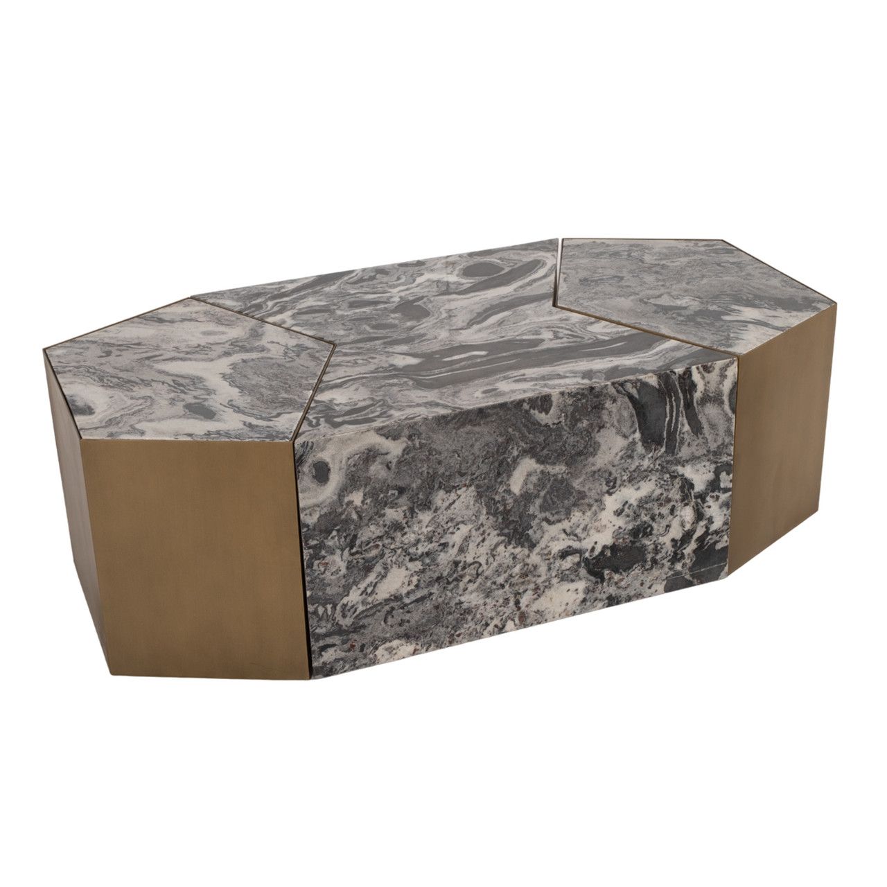 50&quot; S/3 Revere Marble Coffee Table, Brown