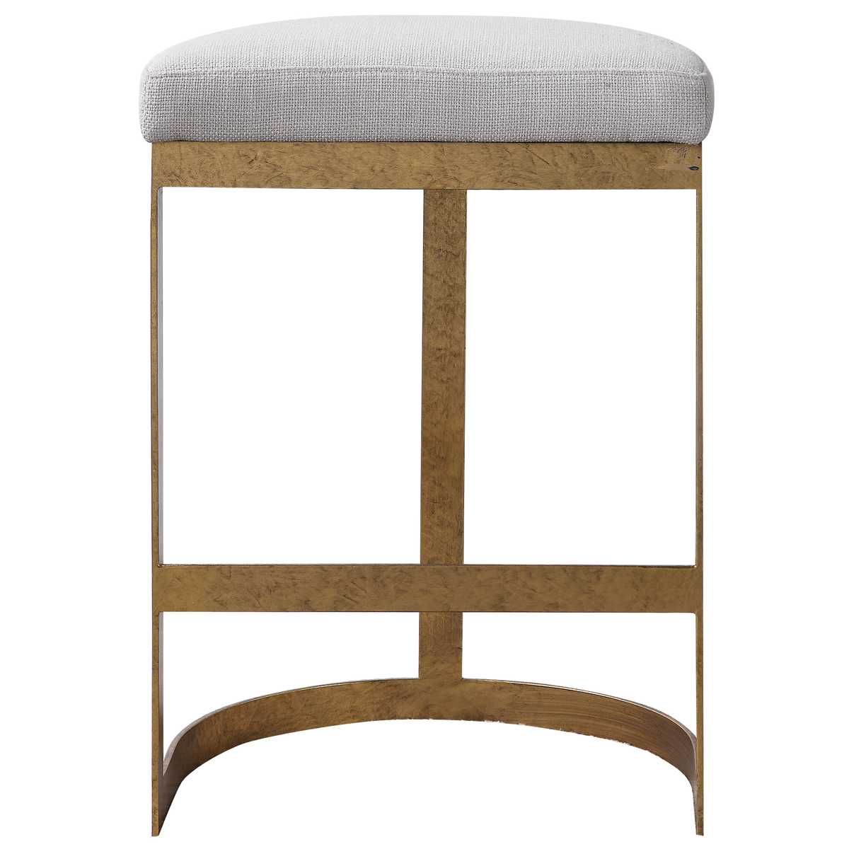Ivanna Counter Stool, Gold - Beige 18 W X 26 H X 15 D (in)