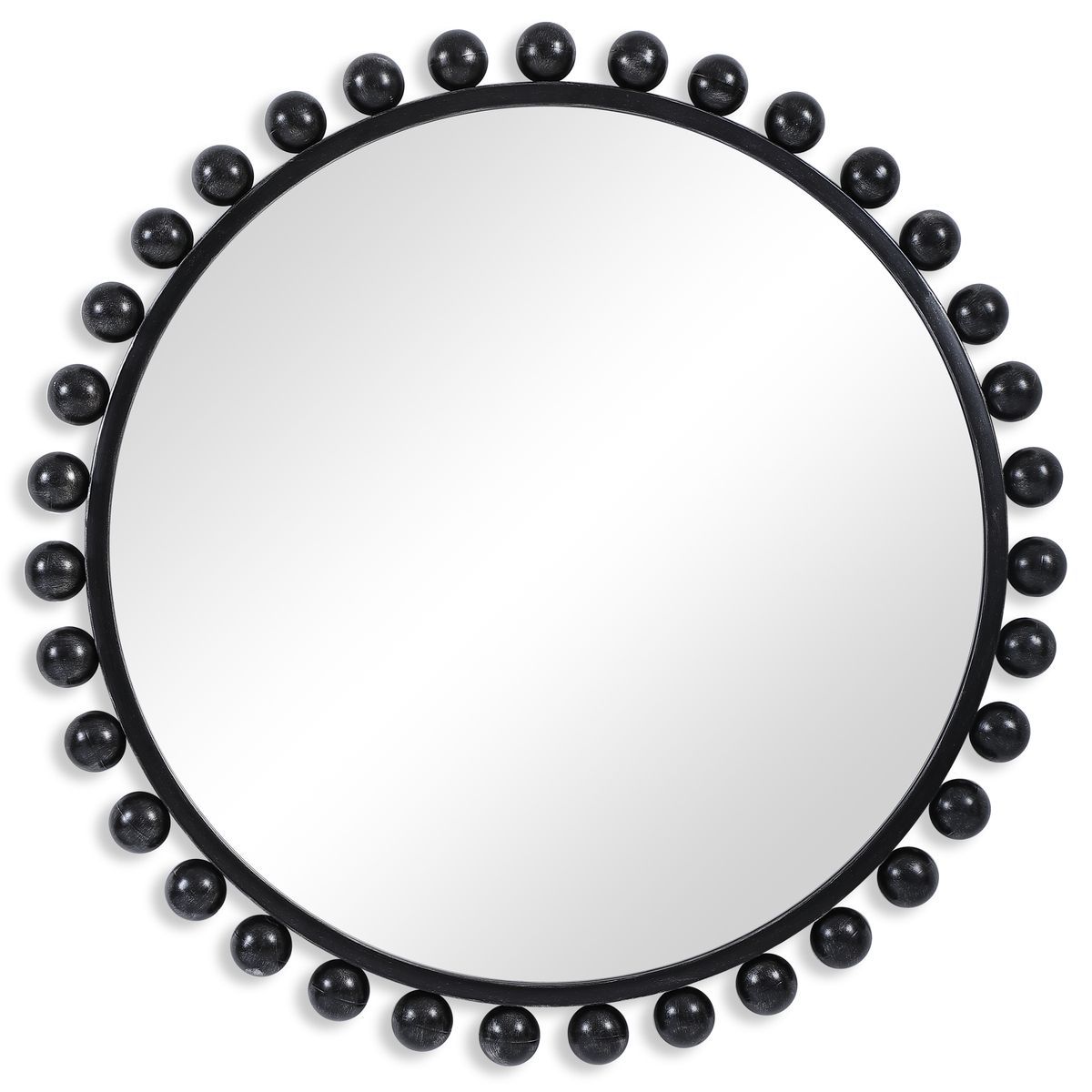 Cyra Round Mirror, Black 44 W X 44 H X 3 D (in)