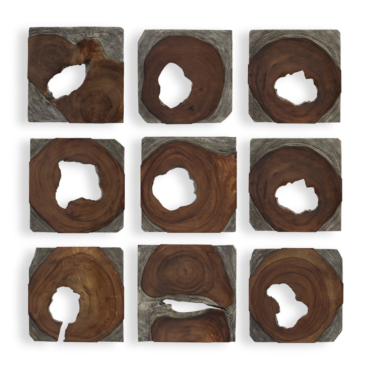 Jungle Wood Wall Decor, S/9 16 W X 2 H X 16 D (in)