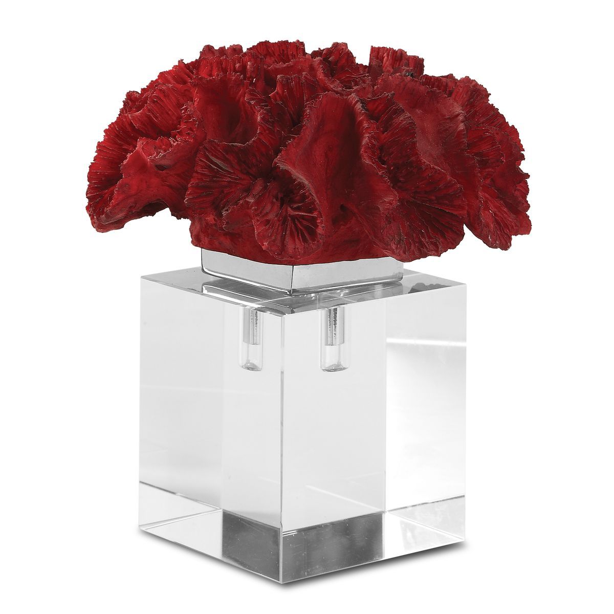 Red Coral Cluster Sculpture 7 W X 8 H X 7 D (in)