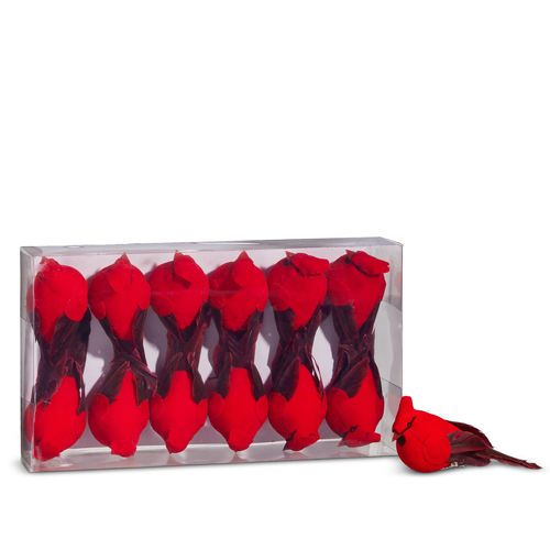 4&quot; BOX OF CLIP-ON CARDINAL ORNAMENTS
