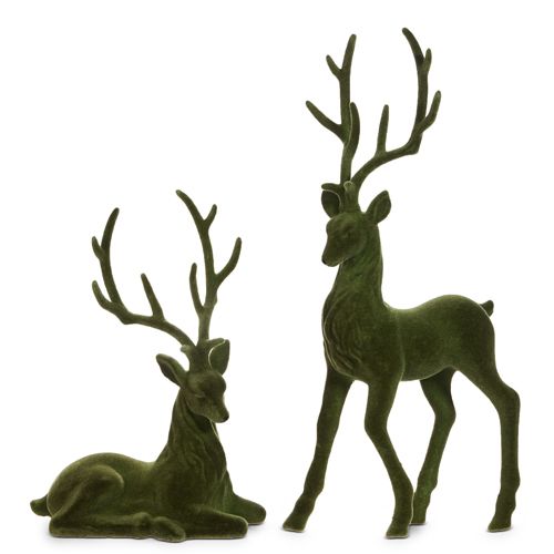 21&quot; GREEN FLOCKED DEER