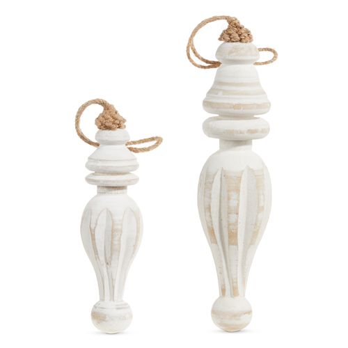 8.75&quot; DISTRESSED WOOD FINIAL ORNAMENTS