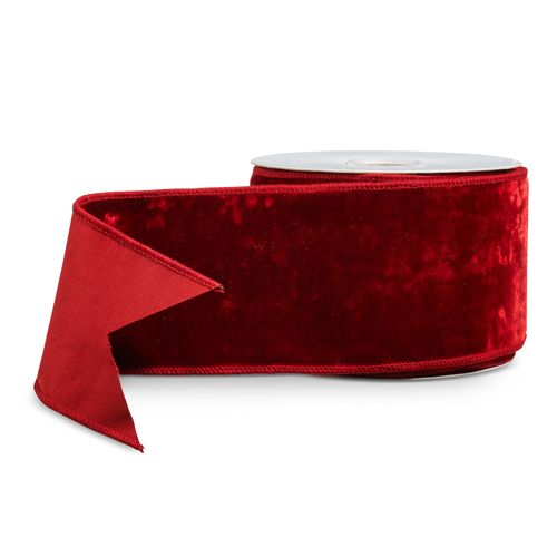 4&quot; X 10 YDS DEEP RED VELVET WIRED RIBBON
